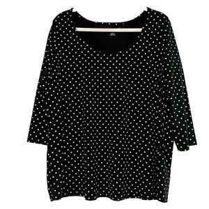 Jessica London Polka Dot Blouse Quarter Sleeve Boat Neck Size L (18-20)